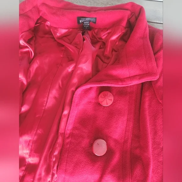 Bebe | Woman's Red Wool Peacoat | SZ Small - Picture 3 of 4